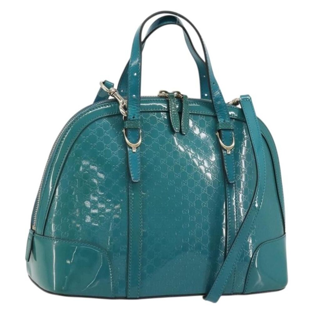 Gucci Nice Top Handle Microguccissima Patent Turquoise Patent_Leather Handbag
